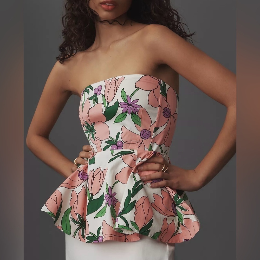 NWT Size L - Banjanan Della Strapless Peplum Top